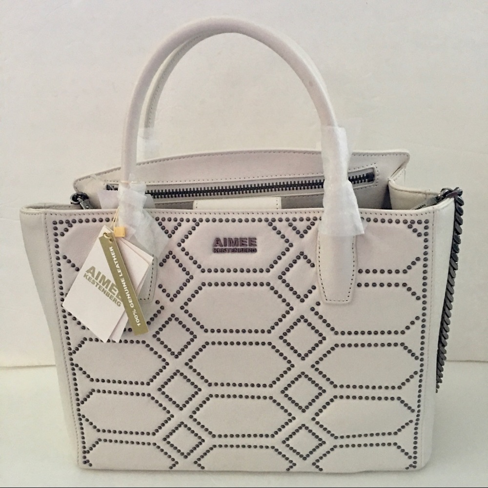 NWT-AIMEE KESTENBERG WHITE STUDS SATCHEL/ PURSE